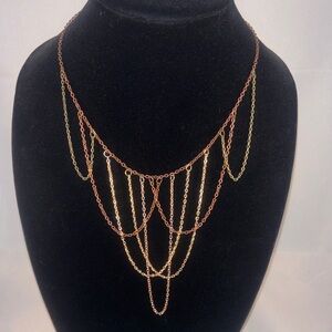 Hand Crafted Gold and Brown Chain Necklace